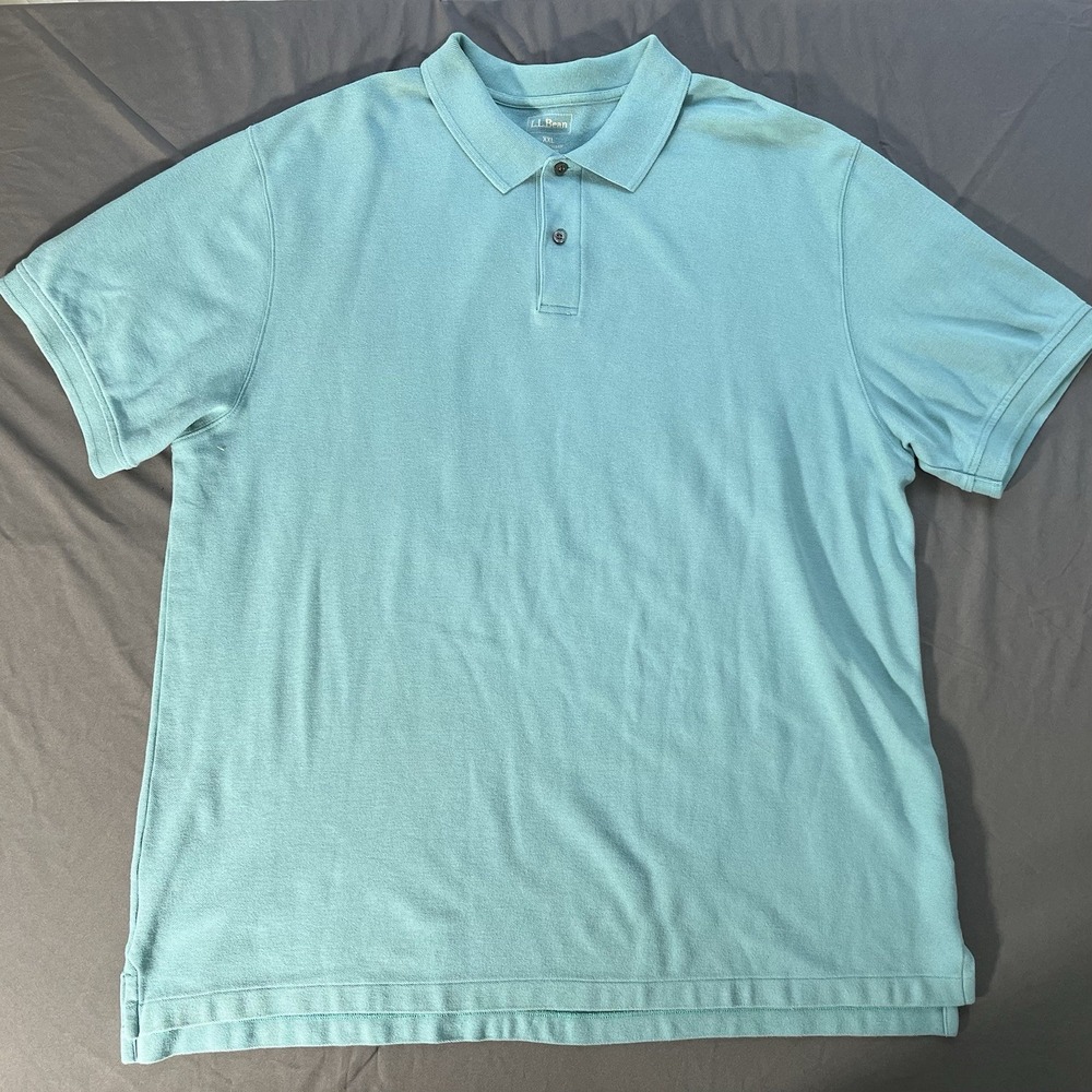 L.L. Bean XXL Green Polo Shirt 100% Cotton Short Sleeve